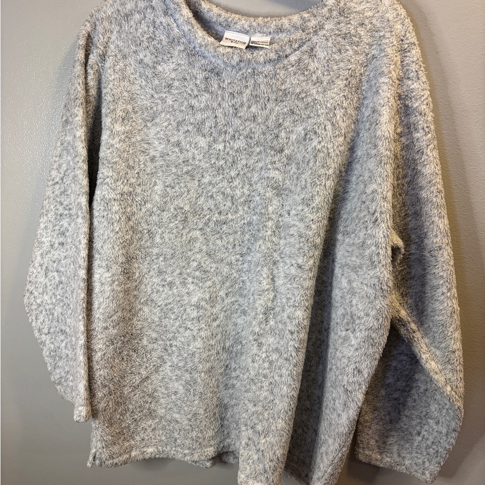 Whitefish Bay Heather Gray Plush Crew Neck Sweater Size Large
